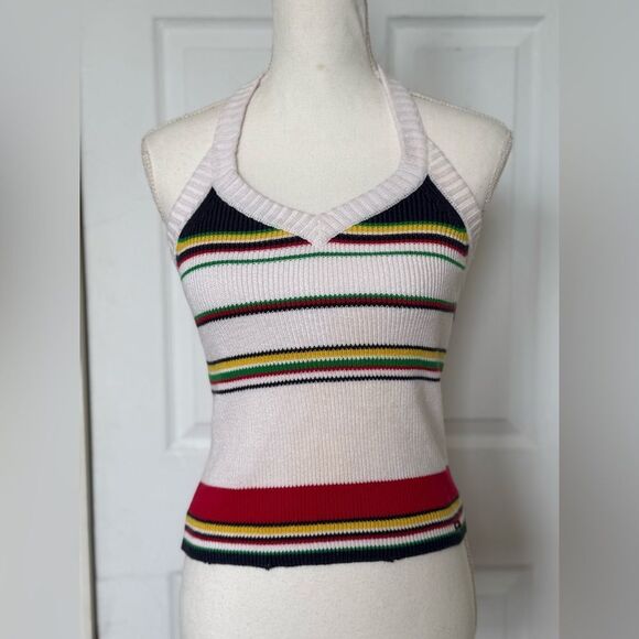 Y2K/ 90s Tommy Hilfiger “Tommy Jeans” Knitted Halter Top Preppy - Picture 1 of 9